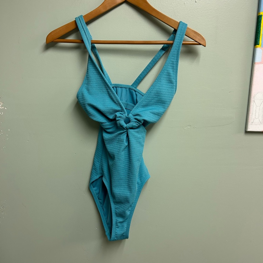 Teal One-Piece Swimsuit with Knot Detail